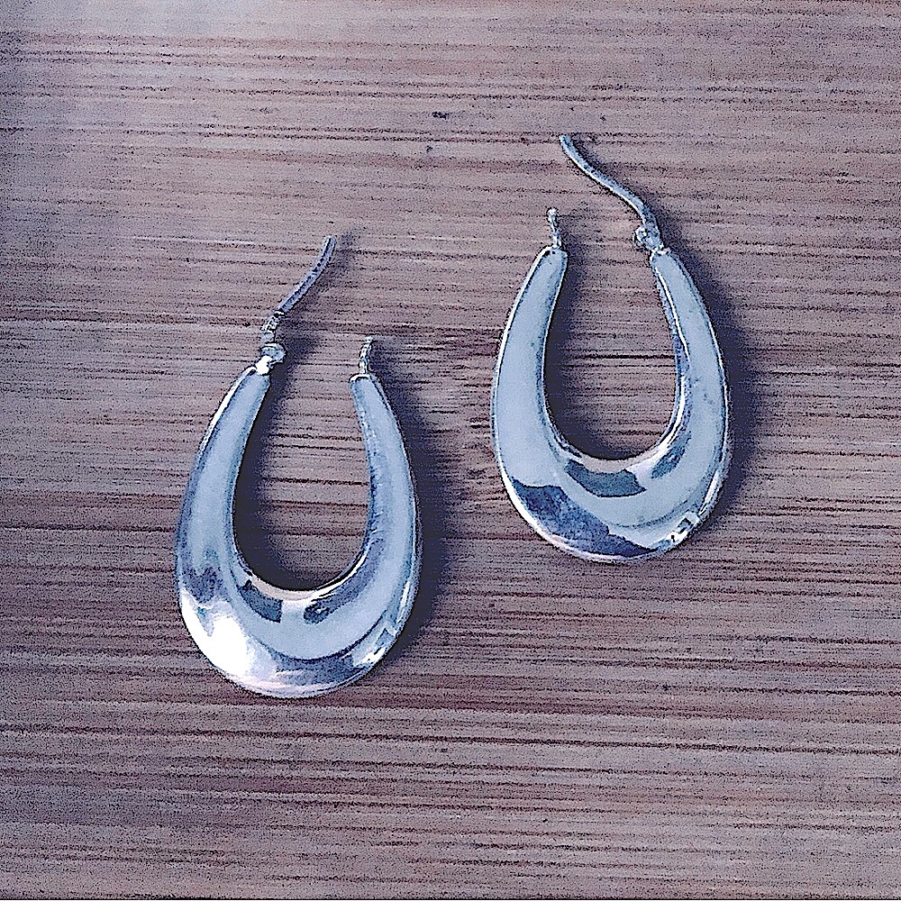 $34  Designer Estate Latch Back Earrings Sterling Marked 925 L (upside down "V")